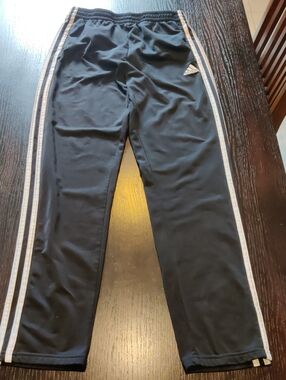 Adidas Black Joggers with White Side Stripes for Kids